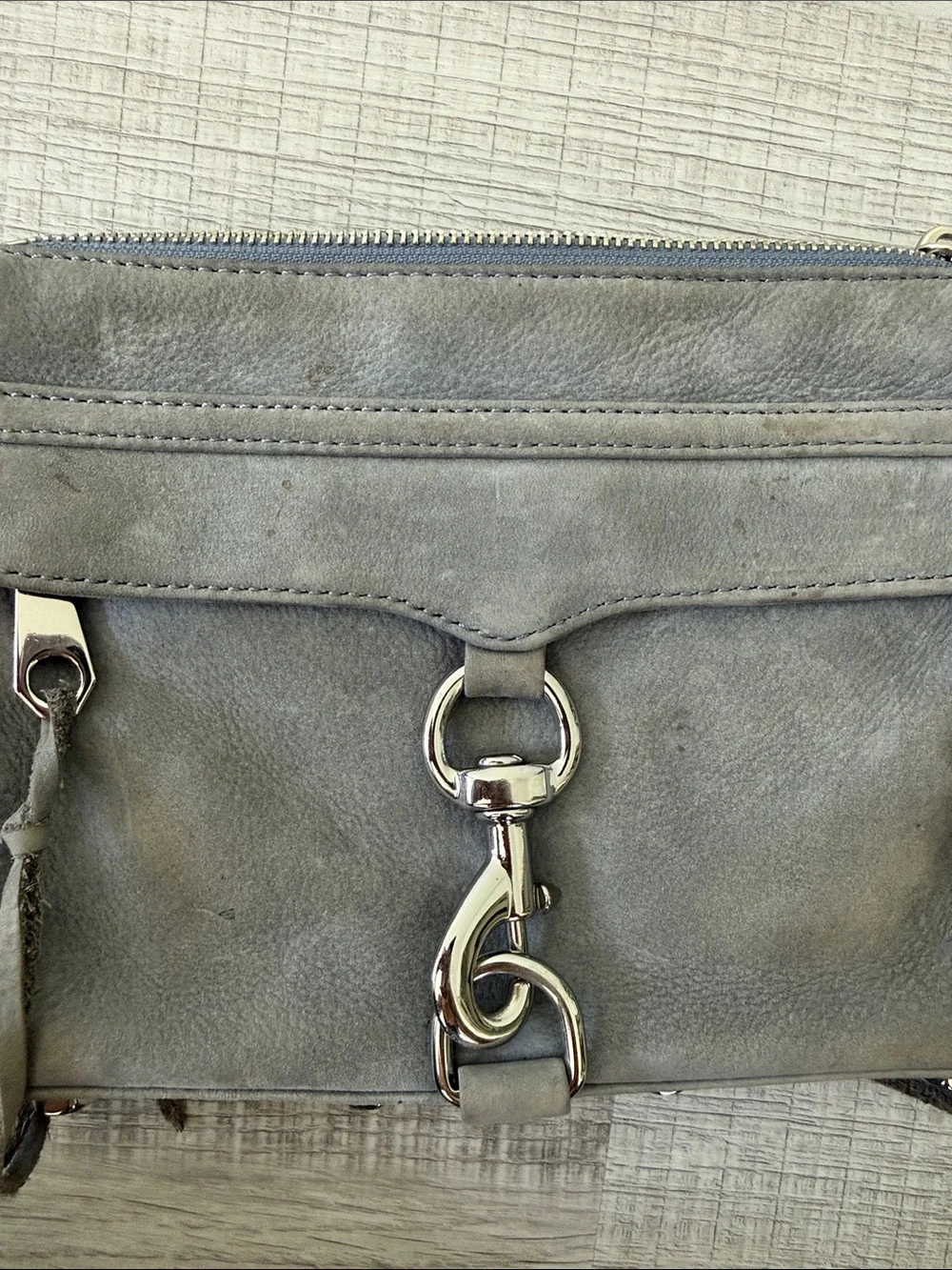 Rebecca Minkoff Mini MAC Gray Suede Mini Crossbody with Chain